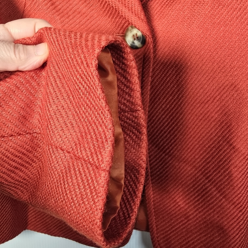 Talbots Womens Burnt Orange Wool Blend Textured Ribbed  Blazer Jacket Size 14 - Picture 6 of 13